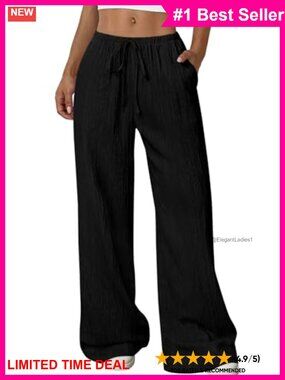Wide Leg Palazzo Pants High Waisted Flowy Trousers